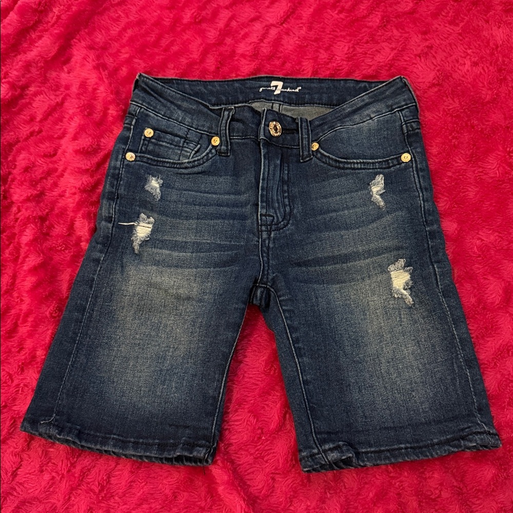 7 For All Mankind Navy Denim Shorts